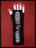 SHEIN ROMWE Grunge Punk Solid Hollow Out Long Fingerless Gloves