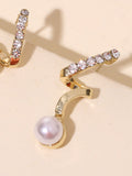 SHEIN Rhinestone & Faux Pearl Decor Stud Earrings