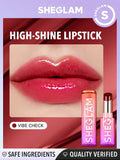 SHEGLAM Mirror Kiss High-Shine Lipstick-Vibe Check 12 Colors High Gloss Shine Glitter Lipstick Moisturizing Reduce Lip Fine Lines Lip Balm Lip Makeup