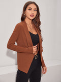 SHEIN Clasi Shawl Neck Open Front Solid Coat