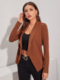 SHEIN Clasi Shawl Neck Open Front Solid Coat