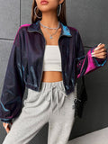 SHEIN Coolane Colorblock Drop Shoulder Zipper Jacket