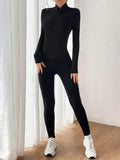 SHEIN EZwear Black Two Piece Set Sportswear Zip Up Jacket & Leggings