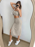 SHEIN EZwear Solid Cami Top & Split Thigh Skirt