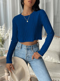 SHEIN EZwear Solid Ribbed Knit Crop Tee