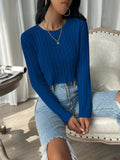 SHEIN EZwear Solid Ribbed Knit Crop Tee