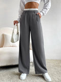 SHEIN EZwear Spring Dress PantsHigh Waist Plicated Detail Wide Leg Suit Pants