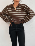 SHEIN EZwear Striped Pattern Drop Shoulder Sweater