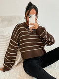 SHEIN EZwear Striped Pattern Drop Shoulder Sweater