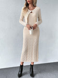 SHEIN Essnce Cable Knit Cami Sweater Dress & Cardigan