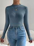 SHEIN Essnce Cable Knit Mock Neck Sweater