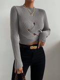 SHEIN Essnce Crisscross Cut Out Ribbed Knit Crop Sweater