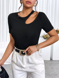 SHEIN Essnce Cut Out Ribbed Knit Tee