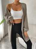 SHEIN Essnce Drop Shoulder Open Front Ribbed Knit Duster Cardigan