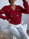 SHEIN Essnce Floral Embroidery Cardigan & Knit Top