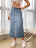 SHEIN Essnce High Waist Split Thigh Denim Skirt