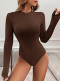SHEIN Essnce Solid Ribbed Knit Bodysuit