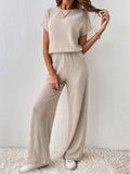 SHEIN Essnce Solid Ribbed Knit Cut Out Back Jumpsuit