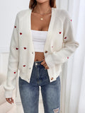 SHEIN Frenchy Heart Embroidery Button Front Cardigan