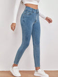 SHEIN Frenchy High Waist Skinny Cropped Jeans