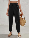 SHEIN Frenchy High Waist Tie Front Tapered Pants