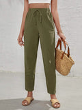 SHEIN Frenchy High Waist Tie Front Tapered Pants