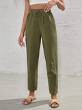 SHEIN Frenchy High Waist Tie Front Tapered Pants