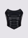 SHEIN ICON Solid Patent Tube Top