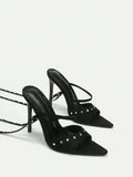 SHEIN ICON Studded Strappy Stiletto High Heel Sandals With Open Toe