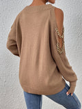 SHEIN LUNE Cold Shoulder Chain Detail Sweater