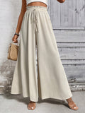 SHEIN LUNE Paperbag Waist Knot Front Wide Leg Pants