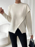 SHEIN LUNE Solid Drop Shoulder Wrap Detail Sweater