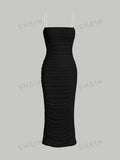 SHEIN MOD Chain Detail Ruched Cami Dress