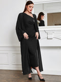 SHEIN Modely Batwing Sleeve Coat & One Shoulder Ruched Dress