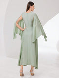 SHEIN Modely Cloak Sleeve Knot Side Green Modest Dress