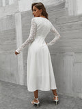 SHEIN Modely Contrast Lace Surplice Neck A-line Dress