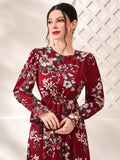 SHEIN Modely Floral Print Flare Sleeve Dress