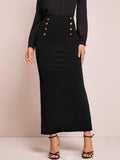 SHEIN Modely Solid Buttoned Front Mermaid Skirt