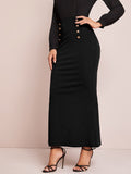 SHEIN Modely Solid Buttoned Front Mermaid Skirt