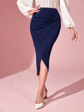 SHEIN Modely Solid Tulip Hem Skirt