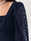 SHEIN Modely Square Neck Flounce Sleeve A-line Dress