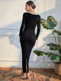  | SHEIN Modely Square Neck Split Back Bodycon Dress | Dress | Shein | OneHub