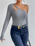SHEIN Privé Asymmetrical Neck Cut Out Sweater