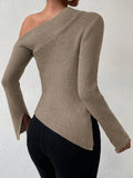 SHEIN Privé Asymmetrical Neck Split Sleeve Sweater