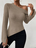 SHEIN Privé Asymmetrical Neck Split Sleeve Sweater
