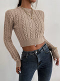 SHEIN Priv̩ Cable Knit Crop Sweater