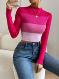 SHEIN Privé Colour Block Mock Neck Sweater