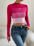SHEIN Privé Colour Block Mock Neck Sweater