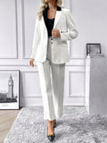 SHEIN Privé Contrast Collar Flap Detail Blazer & Suit Pants