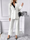 SHEIN Privé Contrast Collar Flap Detail Blazer & Suit Pants